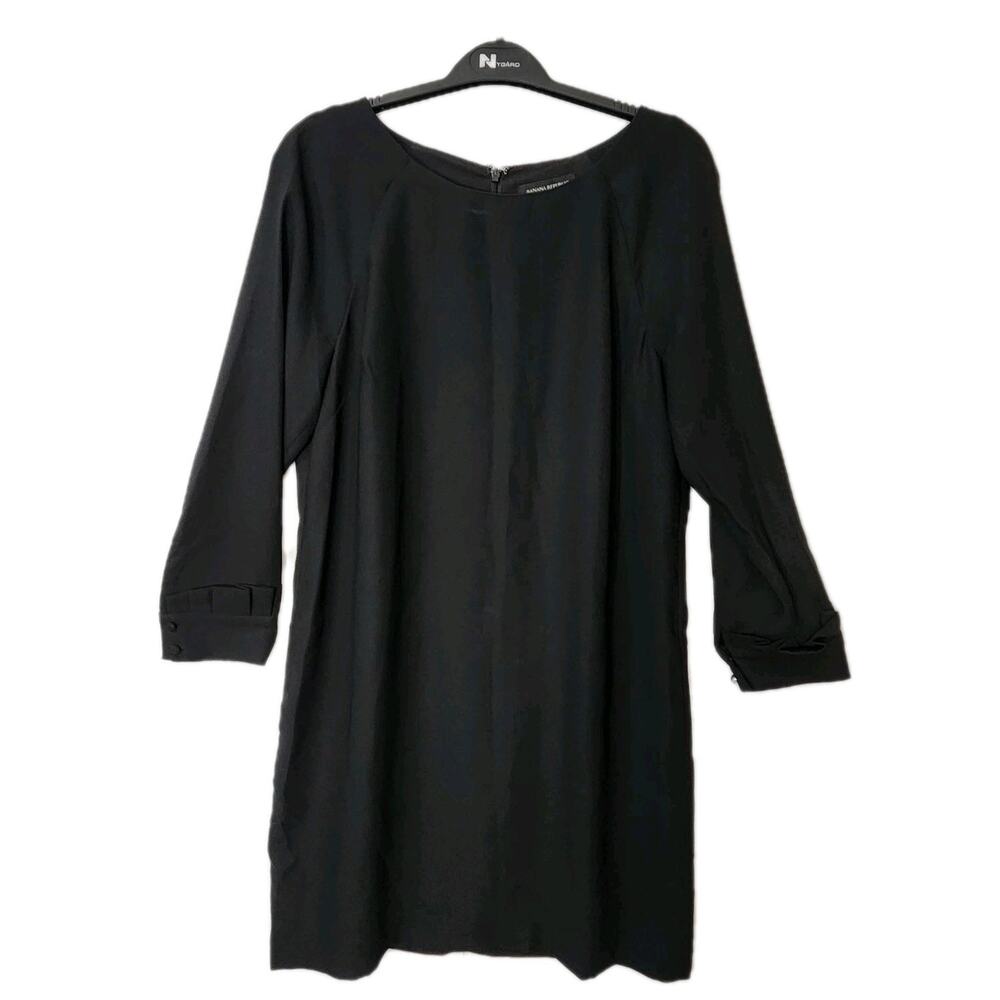 Banana Republic Women Dress 10 Black Long Sleeve Ruffle Cuff Workwear Business